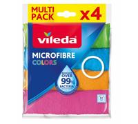 Vileda - Lavettes Microfibres Colors Multi-Usage - Nettoyage Haute Performance Multi-Surfaces sans Trace - Torchons Cuisine Absorbants et Lavables - Chiffons Microfibres Ménage Haute Absorption