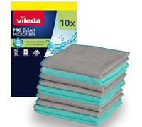Vileda - Lavettes Microfibres Pro Clean - Chiffons Lavables en Machine - Puissance de Nettoyage Supérieure - Torchons Cuisine aux Enzymes Naturelles - Serviettes Microfibres Haute Absorption