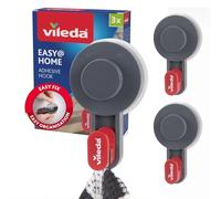 Vileda Lot de 3 crochets adhésifs - Crochets autocollants et forte adhérence jusqu'à 3 kg - Crochet mural polyvalent auto-adhésif pour salle de bain, cuisine et maison - Installation facile sans
