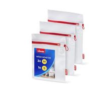 Vileda Lot de 3 filets à linge pour machine à laver en polyester indéchirable - Sacs de lavage avec fermeture éclair pour lingerie, chaussettes et vêtements de bébé - 2 x M et 1 x S