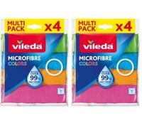 Vileda Microfibre Colors Pack de 4 Chiffons Lavettes Multi-Usages (Lot de 2)