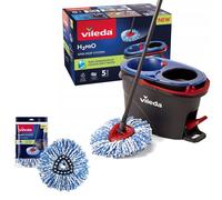 Vileda Mop rotatif deux compartiments système de centrifugation manche pliable nettoyage facile des coins Turbo H2prO + cartouche supplémentaire