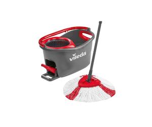 Vileda Mop Turbo 2in1 Microfibre Complete Set, Floor Mop (black/red, incl. 750ml Vileda Floor Cleaner)
