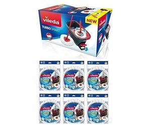 Vileda Nouveau balai Turbo Smart avec seau à pédales 6 pièces de rechange inclus en microfibre