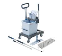 Vileda Professional UltraSpeed Pro QuickStart - Kit Seau + Presse 25 L sur Roues avec Balai à Plat Microfibre 40 cm r-MicroSpeed Plus & Manche télescopique - Nettoyage Pro Jusqu’à 750 m²