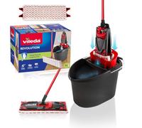 Vileda Revolution Système de nettoyage Box avec seau et plaque plate 2-en-1 en microfibre, Ensemble à manche 3 pièces, idéal pour tous les sols