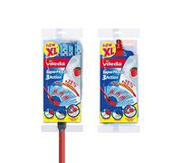 Vileda SuperMocio 3Action XL Balai à Franges avec Recharge Extra, Rouge/Bleu