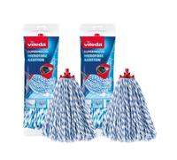 Vileda SuperMocio Lot de 2 têtes de Rechange en Microfibre et Coton pour Balai SuperMocio Compatible avec Tous Les balais SuperMocio Authentic Vileda Blanc 18 x 10 x 37 cm