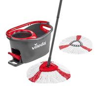 Vileda Turbo EasyWring & Clean Kit Complet serpillère et Seau, Métal, Rouge/Gris, 48,6 x 29,6 cm