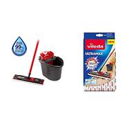 Vileda Ultramax XL Set Complet Edition Extra Large & Recharge Balai à Plat Officielle Compatible UltraMax/Ultramat/1.2.Spray - Version 2en1 Microfibre, Blanc et Rouge