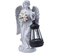 Vilgftyiet Ange à énergie solaire - Colonne romaine - Décoration de jardin | Cette statue d'ange agenouillé à énergie solaire absorbe la lumière du soleil le jour pour fournir une lueur douce la nuit