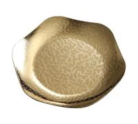 Vilgftyiet Assiette de service en acier inoxydable en forme de fleur de 17,5 cm, finition dorée et argentée, élégante pour la maison, la cuisine, le buffet, la salade, le dessert, les fruits