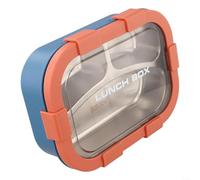 Vilgftyiet Boîte à déjeuner étanche en acier inoxydable à 3 sections avec couvercle - Plateau en métal réutilisable pour bureau, école, extérieur - Bleu, jaune, rose, vert, 22,9 x 16,5 cm (orange)