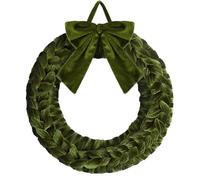 Vilgftyiet Couronne de Noël en velours de 35 cm avec nœud de Père Noël à | Couronne de Noël en velours de 35 cm faite à la main avec un ornement de Père Noël et un nœud pour créer une atmosphère