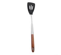 Vilgftyiet Ensemble de spatules en silicone avec manche en bois et écumoire en acier inoxydable 304 résistant à la chaleur Ustensiles de cuisine pour les autres poêles Noir