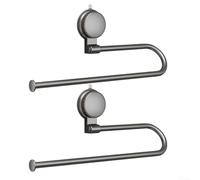 Vilgftyiet Lot de 2 porte-serviettes en papier à ventouse en acier inoxydable gris pour cuisine, salle de bain, support mural portable pour camping-car, bateau, cabine, installation facile