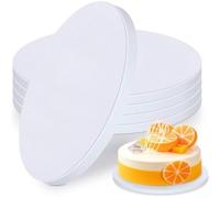 Vilgftyiet Lot de 5 plateaux ronds en papier ondulé blanc de 25 cm de diamètre pour décoration de gâteaux, fournitures de pâtisserie, anniversaire, fête de mariage