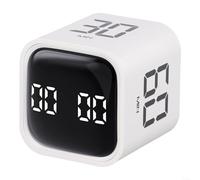Vilgftyiet Minuteur cube portable avec détection de gravité, minuterie rechargeable USB-C, volume réglable, horloge silencieuse pour la cuisine, l'exercice et la lecture (blanc)