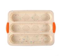 Vilgftyiet Moule à pain en silicone anti-adhésif à 3 cavités avec poignées pour une répartition uniforme de la chaleur - Passe au lave-vaisselle - Gris (beige)