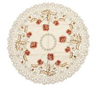 Vilgftyiet Nappe ronde brodée rurale en dentelle florale pour salle à manger, banquet, fête de mariage, maison, pour décoration, réutilisable, lavable, tissu satiné de 83 cm à 175 cm (83 x 83 cm)