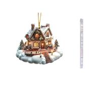 Vilgftyiet Nuage Neige Maison Arbre Pendentif 2D Plat à Suspendre Ornement | Ce pendentif léger en forme de maison de neige 2D ajoute une charmante ambiance de vacances aux arbres festifs