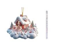Vilgftyiet Nuage Neige Maison Arbre Pendentif 2D Plat à Suspendre Ornement | Ce pendentif léger en forme de maison de neige 2D ajoute une charmante ambiance de vacances aux arbres festifs