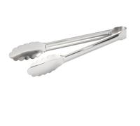 Vilgftyiet Pince de cuisine en acier inoxydable avec bords festonnés pour cuisiner, servir la salade, le barbecue et les grillades, bord lisse anti-rayures, passe au lave-vaisselle, argent