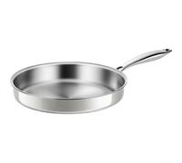 Vilgftyiet Poêle à frire en acier inoxydable 316, poêle à fond plat avec base composite à trois couches, compatible avec induction pour steak et cuisine quotidienne, argenté (26 cm)