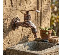 Vilgftyiet Robinet de jardin mural vintage avec motif dragon sculpté, robinet en alliage de zinc antique pour maison, cuisine, salle de bain, machine à laver, raccord de connecteur d'eau rétro (doré)