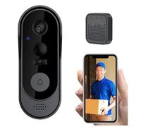 Vilgftyiet Sonnette vidéo sans fil avec carillon, aucun abonnement requis, caméra de sécurité HD 1080p avec audio bidirectionnel, vision nocturne, Wi-Fi 2,4 G, sonnette intelligente intérieure et