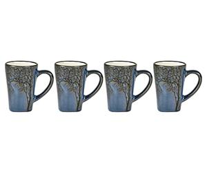 Villa Collection Hela Set de 4 tasses à espresso, petites tasses/godets à café pour espresso, avec anse, en faïence/céramique, diam. 5,5 cm, hauteur 8 cm, 10 leu foncé