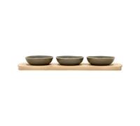 Villa Collection Plateau en bambou Shoku avec 3 bols Warm Brown