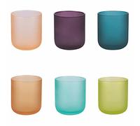 Villa d’Este Home Tivoli Lot de 6 verres à eau 300 ml en verre effet givré, Color Shock
