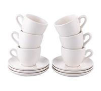 Villa d'Este Home Tivoli 1996 Horeca White Lot de 6 tasses à café 90 ml avec soucoupe en grès