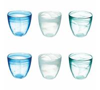 Villa d'Este Home Tivoli 1996 Lot de 6 verres à eau bombés 280 ml en verre, surface dégradée, Albâtre Ocean