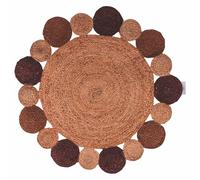 Villa d'Este Home Tivoli 1996 Tapis Rond tressé en Jute, Chocolate, Ø90 cm, Simple