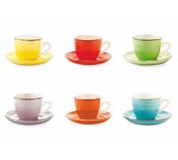 Villa d'Este Home Tivoli 2371741 Baita Service de 6 Tasses à café avec Soucoupe, grès, Multicolore, No, 6 unités
