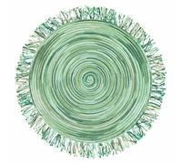 Villa d'Este Home Tivoli Greenery Lot de 6 Sets de Table Ronds avec Frange, Vert, Medium