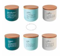 Villa d'Este Home Tivoli Lot de 3 bocaux sel, sucre et café 500 ml en céramique, couvercle en bambou, Victionary