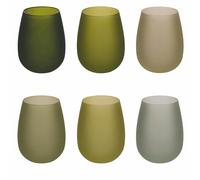 Villa d'Este Home Tivoli Lot de 6 verres à eau 600 ml givré en verre, Happy Hour Greenery
