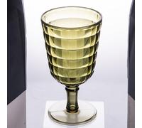 Villa d'Este Home Tivoli Lot de 6 verres à pied acrylique 450 ml avec décoration géométrique, Fashion Greenery