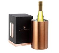 Villa & Marx Rafraîchisseur pour Bouteille de Vin - Refroidisseur à Champagne Inox et Double Paroi Isotherme - Seau à Glaçons Rafraichissant en Acier Inoxydable (Cuivre)