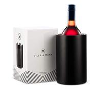 Villa & Marx Rafraîchisseur pour Bouteille de Vin - Refroidisseur à Champagne Inox et Double Paroi Isotherme - Seau à Glaçons Rafraichissant en Acier Inoxydable (Noir)