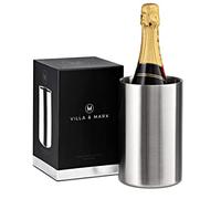 Villa & Marx Rafraîchisseur pour Bouteille de Vin - Refroidisseur à Champagne Inox et Double Paroi Isotherme - Seau à Glaçons Rafraichissant en Acier Inoxydable