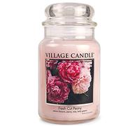 Village Candle Grande bougie parfumée dans un bocal en verre de 760 ml Parfum pivoine fraîchement coupée