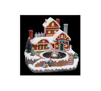 Village de noël animé et lumineux fontaine du père Noël