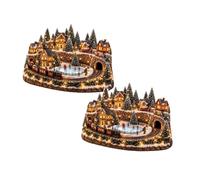 Village de Noël animé, figurine de village de Noël, LED, jaune 2 | Les détails en résine peintes à la main et les lumières lumineuses créent une charmante scène hivernale, une cheminée festive