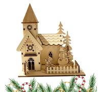 Village de Noël en Bois Décoration en Bois Illuminée à LED Chaude | Maisons du Village de Noël Pour Thanksgiving Fête Anniversaire Bureaux Maison Pièce Bureau Jour Ouvrable École église