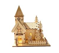 Village de Noël en Bois Décoration en Bois Illuminée à LED Chaude | Maisons du Village de Noël Pour Thanksgiving Fête Anniversaire Bureaux Maison Pièce Bureau Jour Ouvrable École église