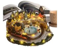 Village De Noël Lumineux Avec Train Et Patinoire Miniature, Centre De Table | Centre De Table De Noël Lumineux En Résine Avec Train, Patinoire, Maisonnettes Et Arbres Pour Une Décoration Festive Élégante